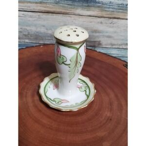 Limoges France AK & CD Porcelain Hat Pin Holder Art Nouveau Floral Gold Trim